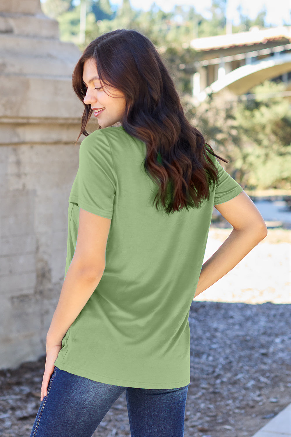 Bamboo Full Size V-Neck Short Sleeve T-Shirt - Eco Friendly - Sensitive Skin - In Style Chics Boutique Women's Juniors Plus Size Apparel Online