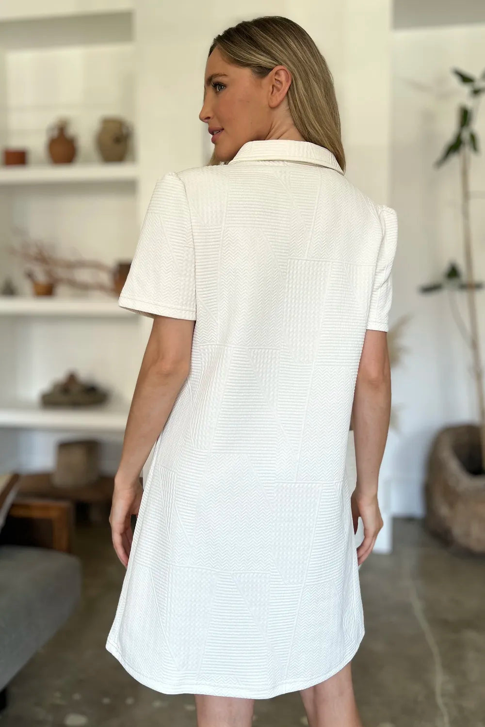 Textured Short Sleeve Dress - In Style Chics Boutique Women's Juniors Plus Size Clothes