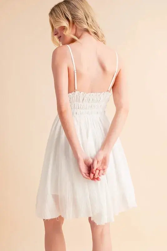 Lace Detail Mini Cami White Dress - For Bride to be - In Style Chics Boutique Women's Juniors Apparel Online
