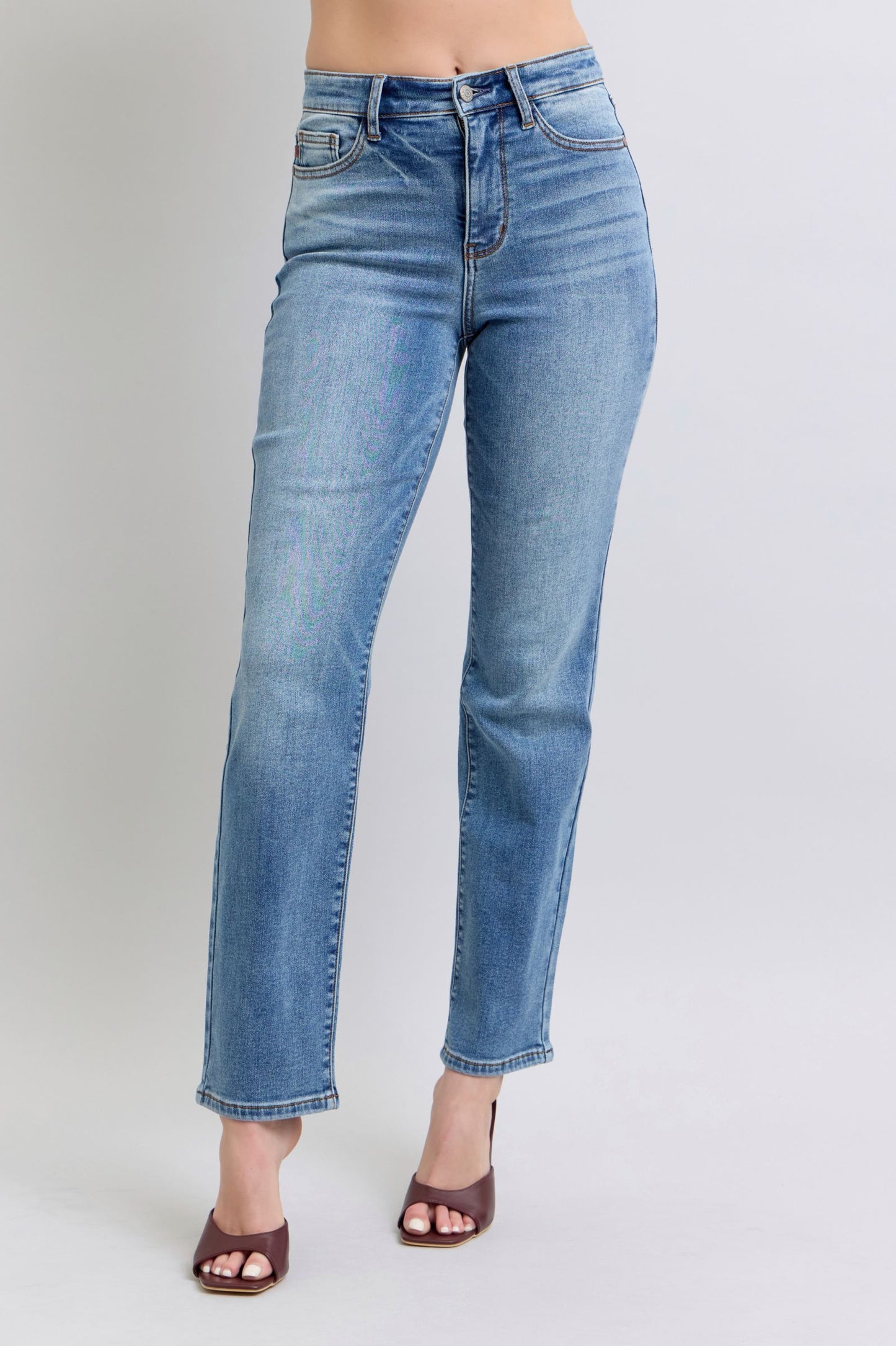 Judy Blue Full Size Wash Thermal Straight Jeans with Pockets - In Style Chics Boutique LLC