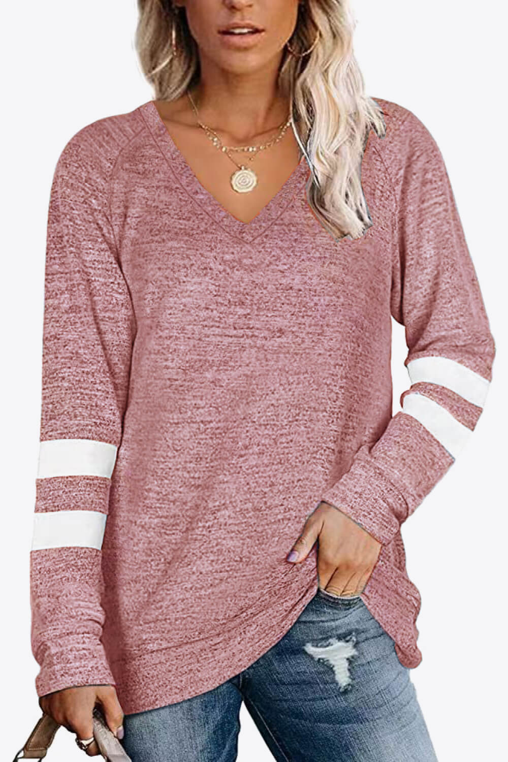 Striped Contrast Raglan Sleeve Top - In Style Chics Boutique LLC