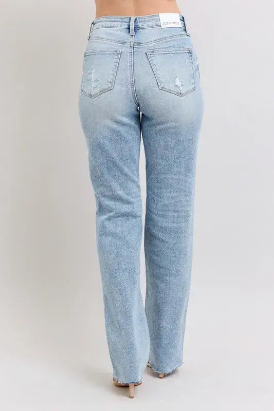 Judy Blue Midi Rise Light Wash Dad Jeans - In Style Chics Boutique Women's Juniors Plus Size Apparel Online
