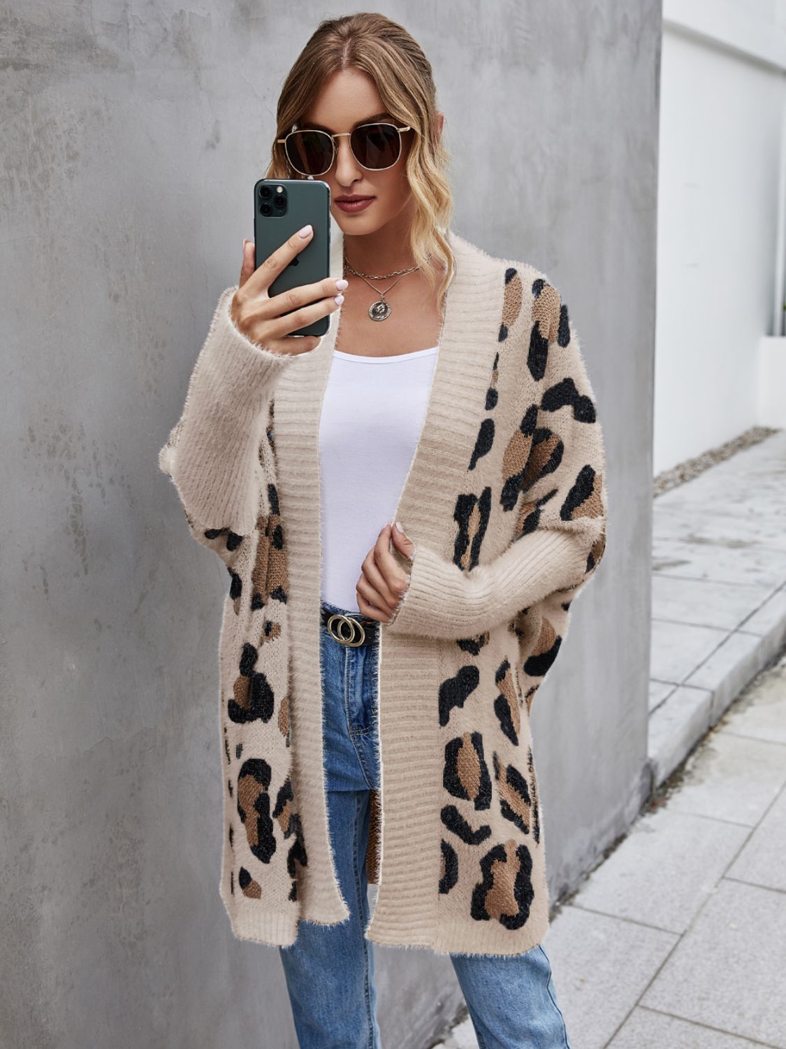 Angel Wings Leopard Pattern Fuzzy Cardigan - In Style Chics Boutique LLC