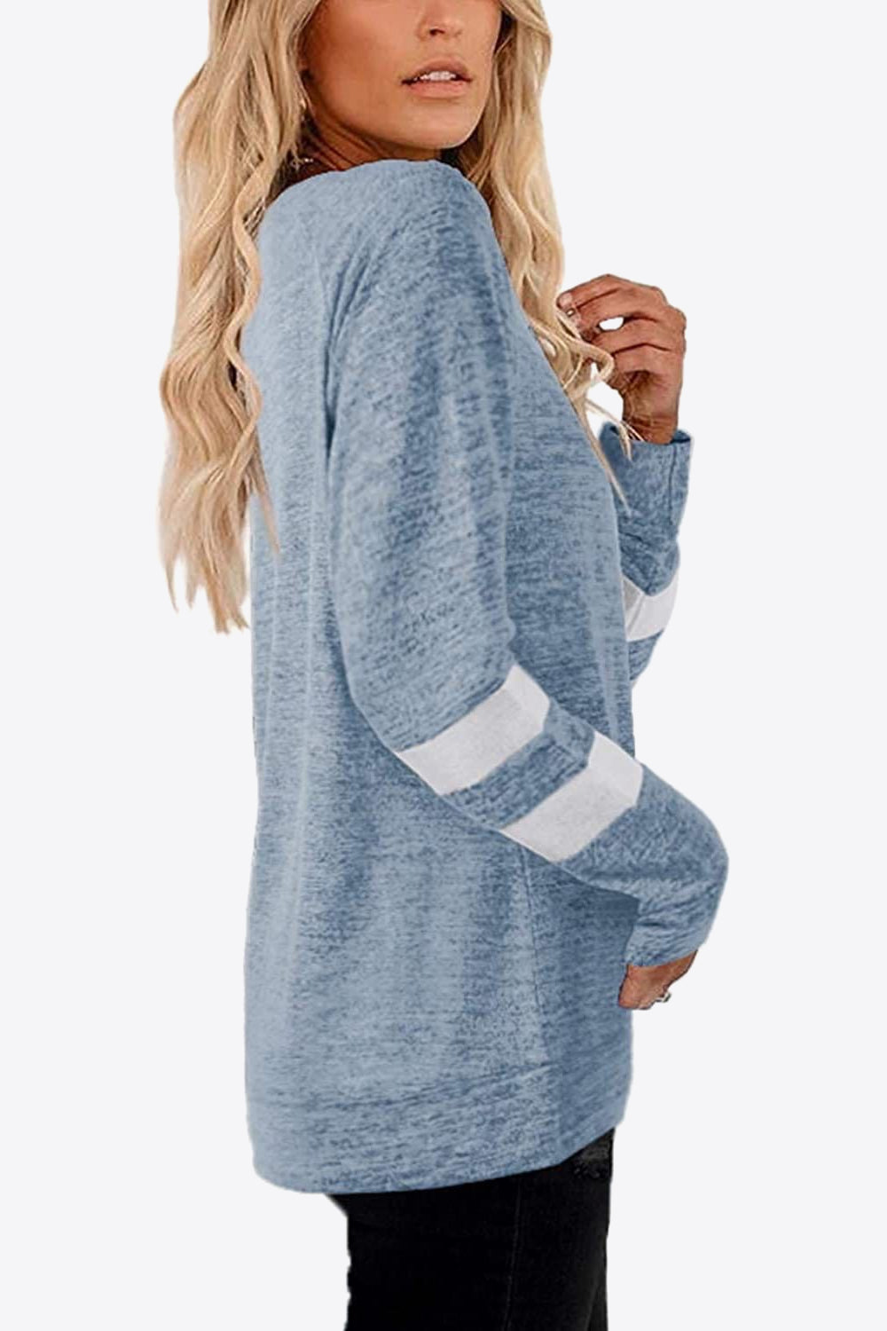Striped Contrast Raglan Sleeve Top - In Style Chics Boutique LLC