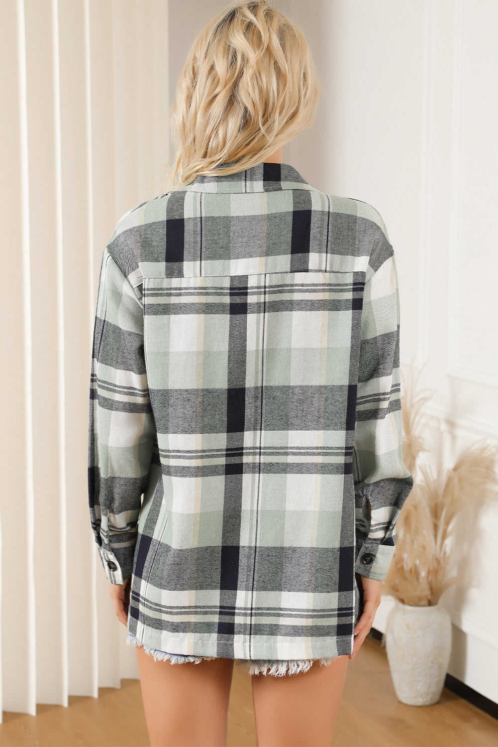 Pink Long Sleeve Collared Button Up Flannel Shacket - In Style Chics Boutique LLC