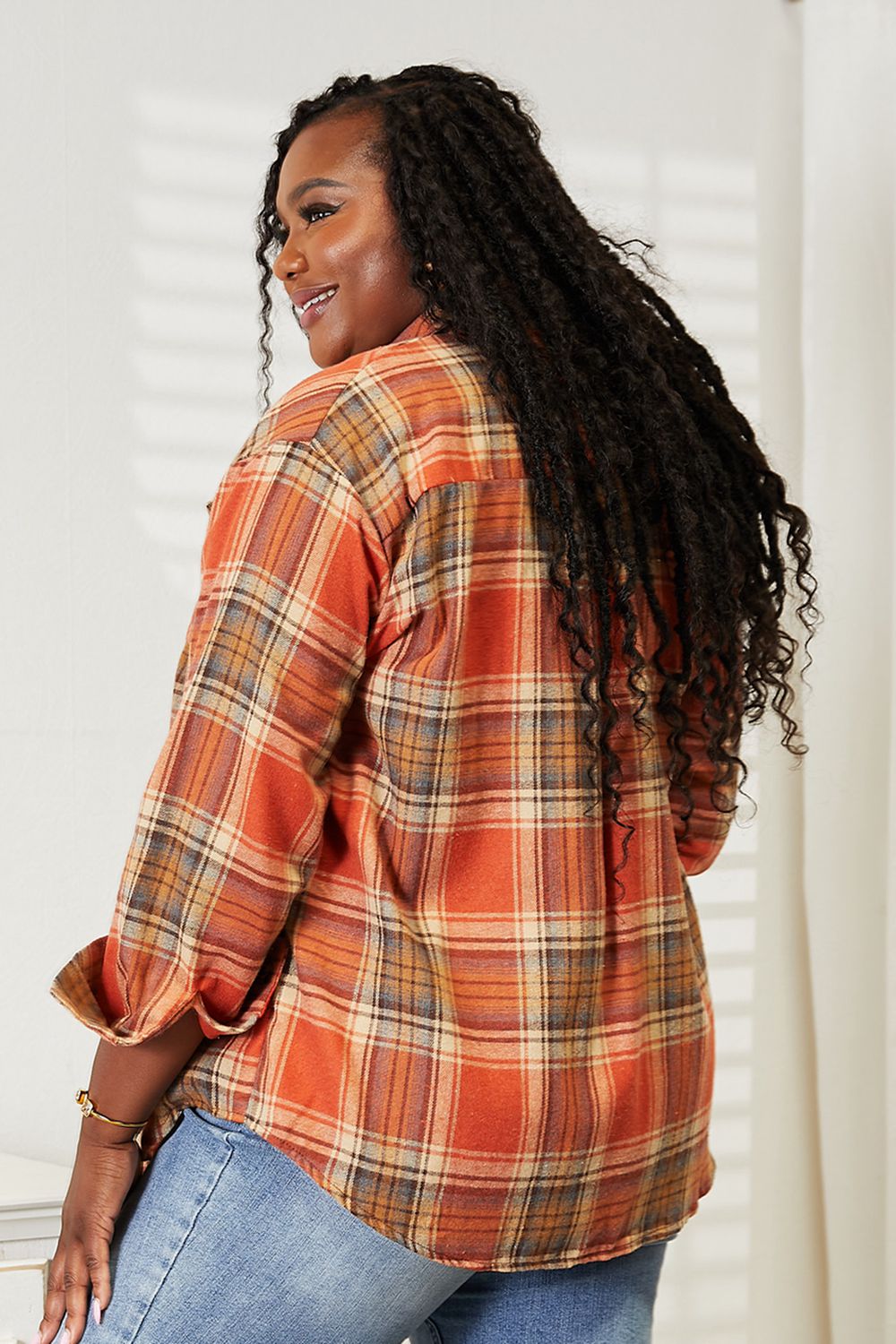 Plaid Dropped Shoulder Shirt for Women - In Style Chics Boutique LLC