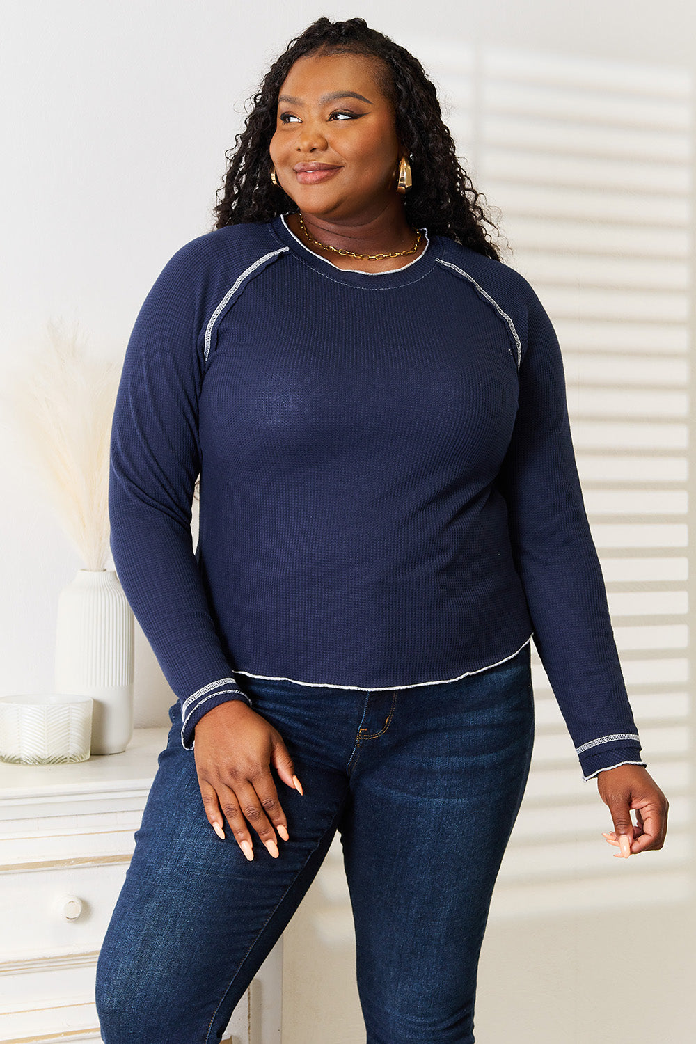 Basic Bae Long Raglan Sleeve Round Neck Top - In Style Chics Boutique LLC