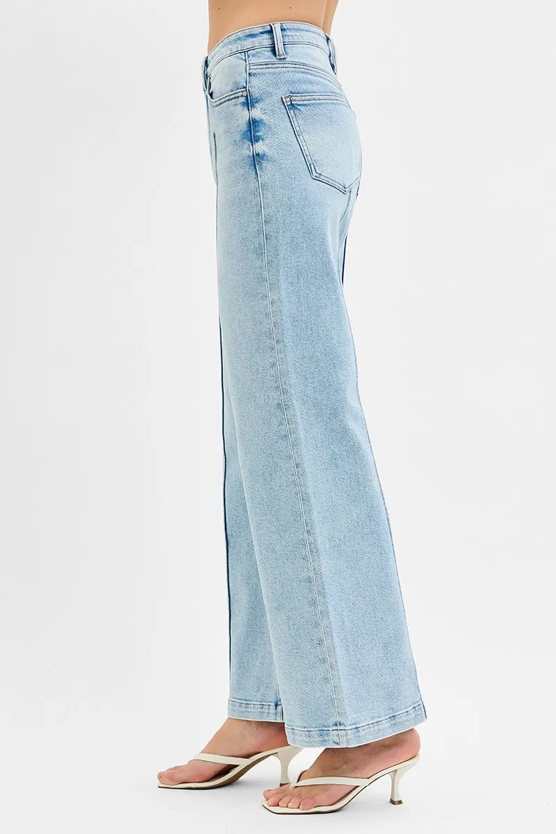 RISEN High Waist Wide Leg Pintuck Detailed