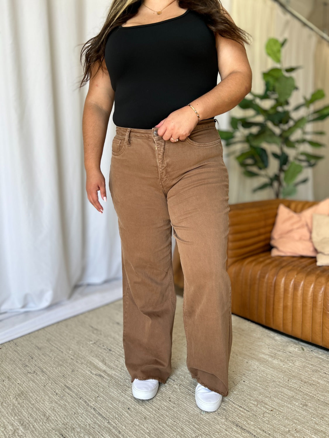 RFM Full Size High Rise Garment Dye Wide Leg Jeans - In Style Chics Boutique LLC