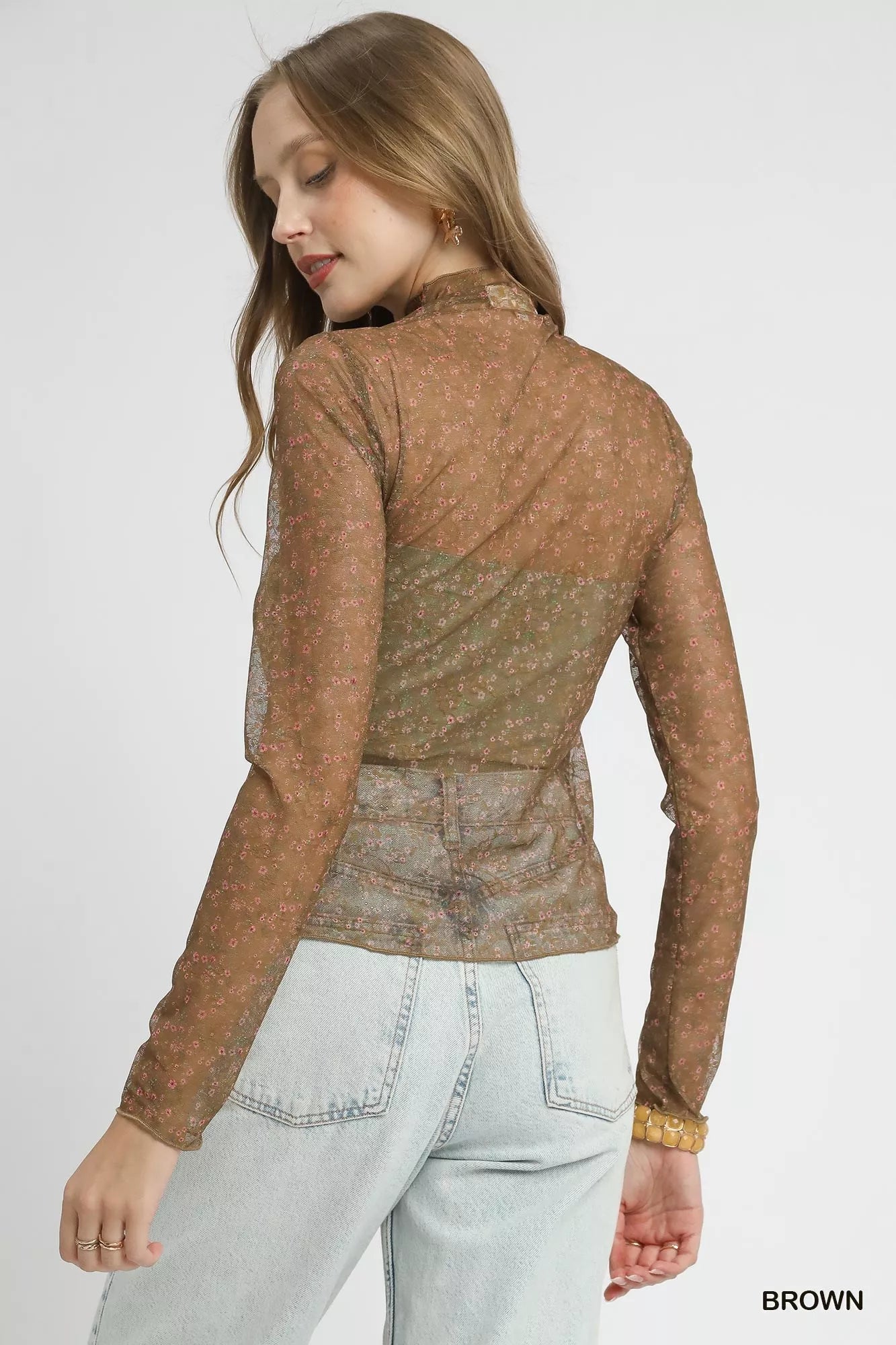 Nylon Lace Mesh Long Sleeve Top Shop Cute Fall Fashion at In Style Chics Boutique