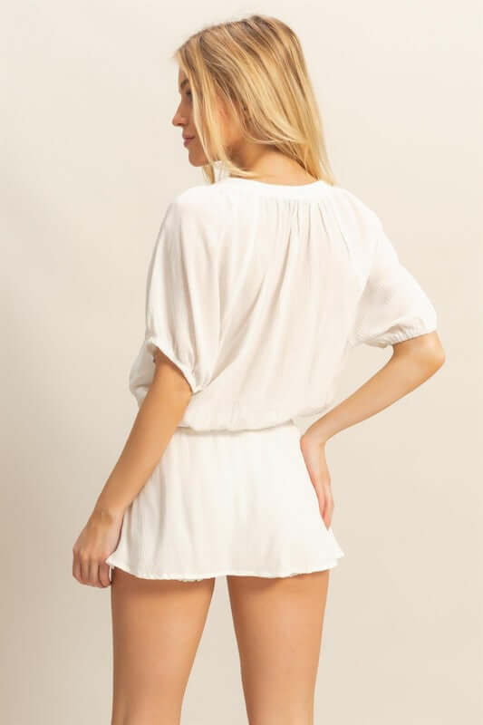 Drawstring Hem Short Sleeve Top and Skort Set - Cute Clothing Online - In Style Chics Boutique Women's Juniors Apparel
