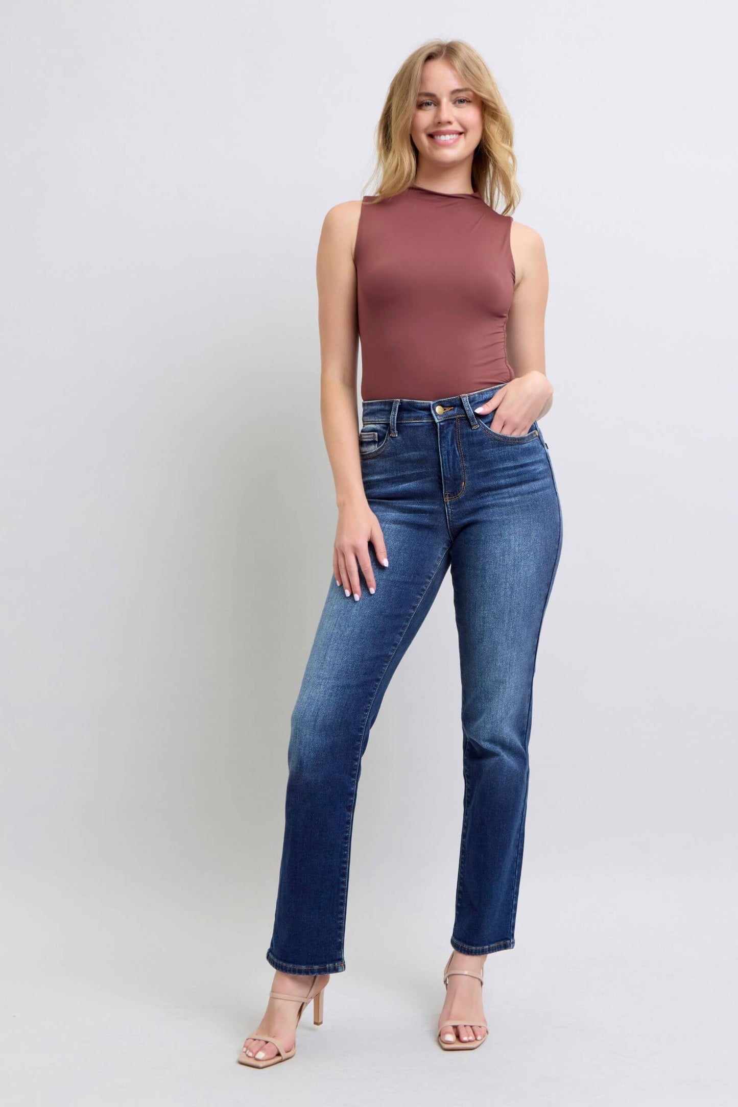 Judy Blue Full Size Washed Straight Leg Jeans with Pockets - In Style Chics Boutique LLC