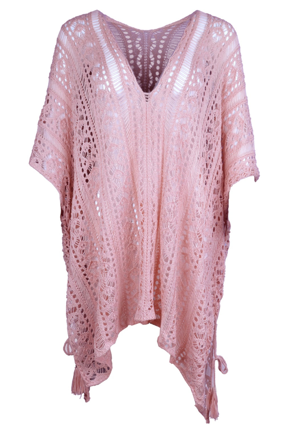 Cutout V-Neck Cover-Up with Tassel - More Colors! - In Style Chics Boutique LLC