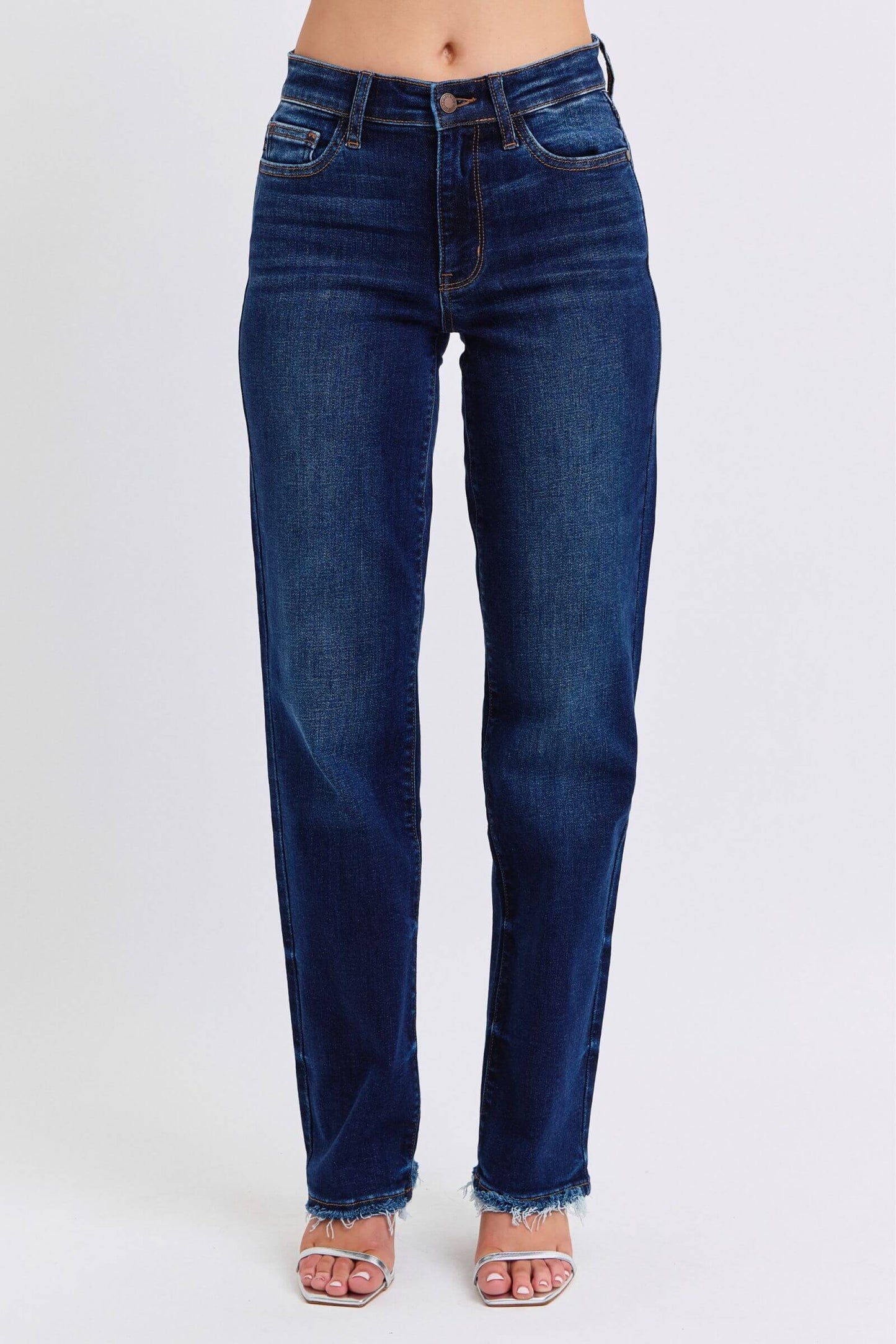 Judy Blue Full Size Raw Hem Straight Leg Jeans - In Style Chics Boutique LLC