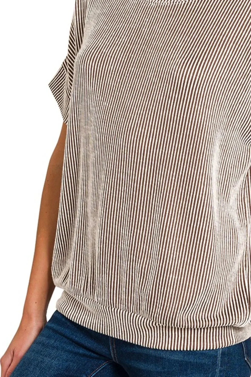Corded Rib Short Sleeve T-Shirt for Women
