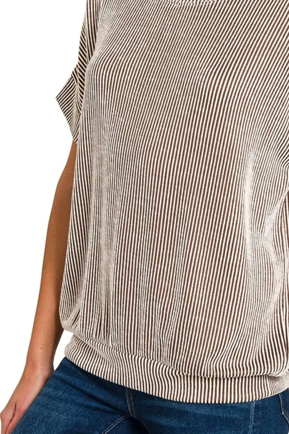 Corded Rib Short Sleeve T-Shirt for Women