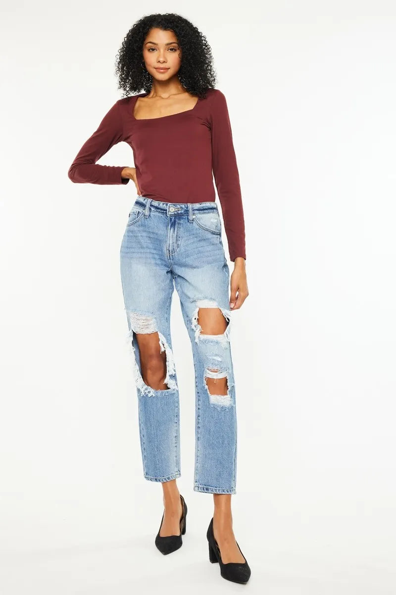 Kancan High Rise Distressed Boyfriend Jeans - In Style Chics Boutique Best Jeans for Women