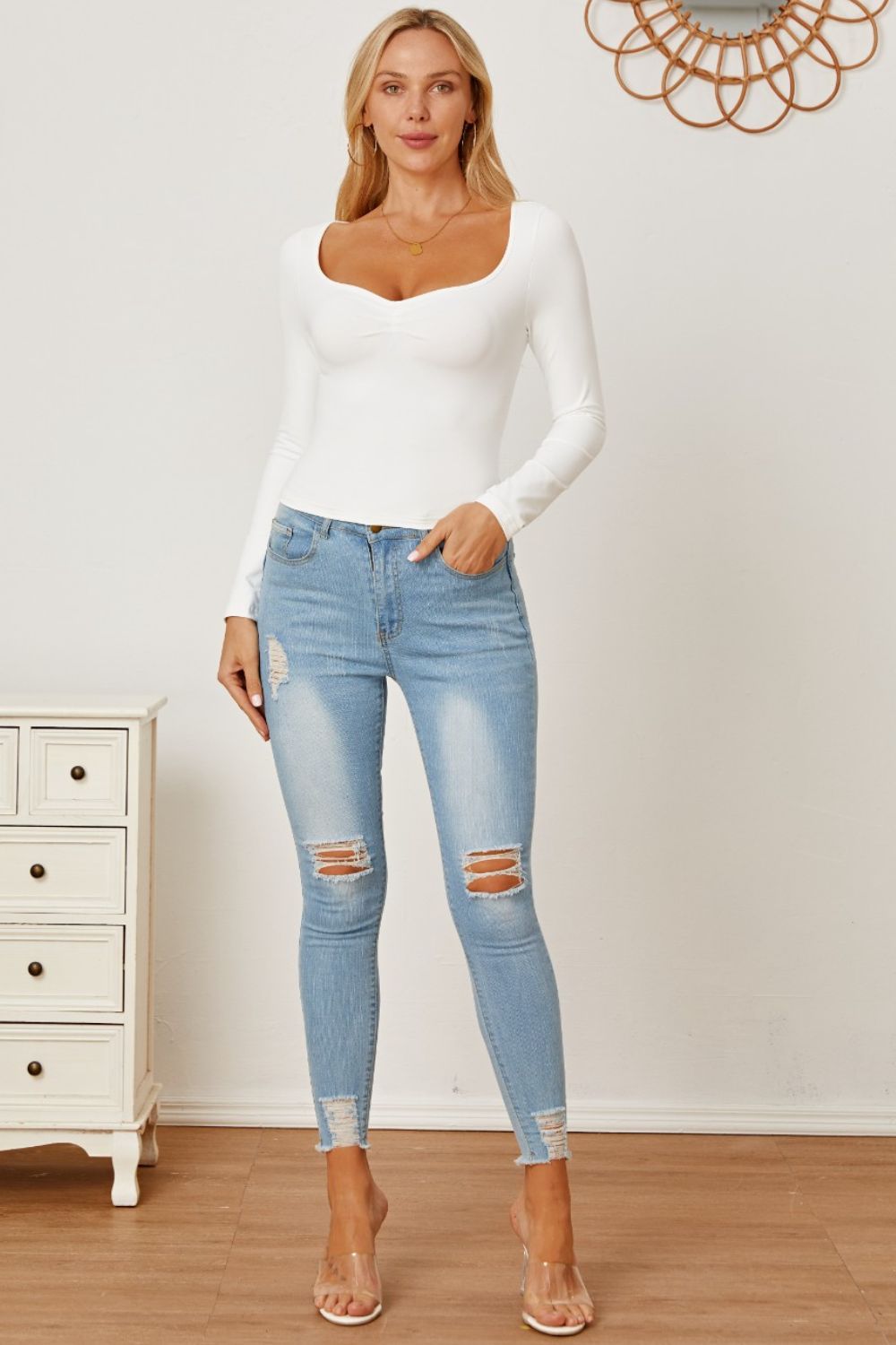 Ruched Long Sleeve T-Shirt - In Style Chics Boutique LLC