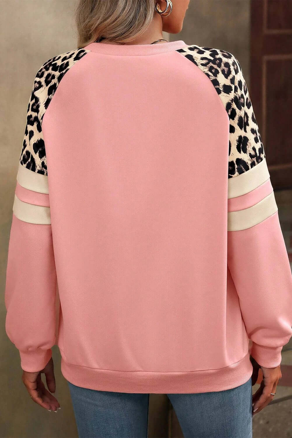 Grass Green Leopard Print Patchwork Raglan Sleeve Sweatshirt - In Style Chics Boutique LLC
