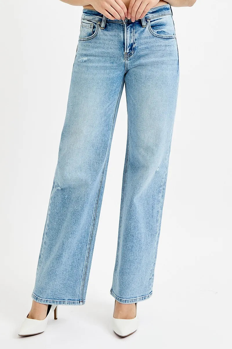 RISEN Low Rise Ankle Boyfriend Distressed Jeans - In Style Chics Boutique