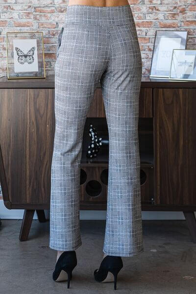 Plaid Flare Pants with Wide Waist Band - In Style Chics Boutique