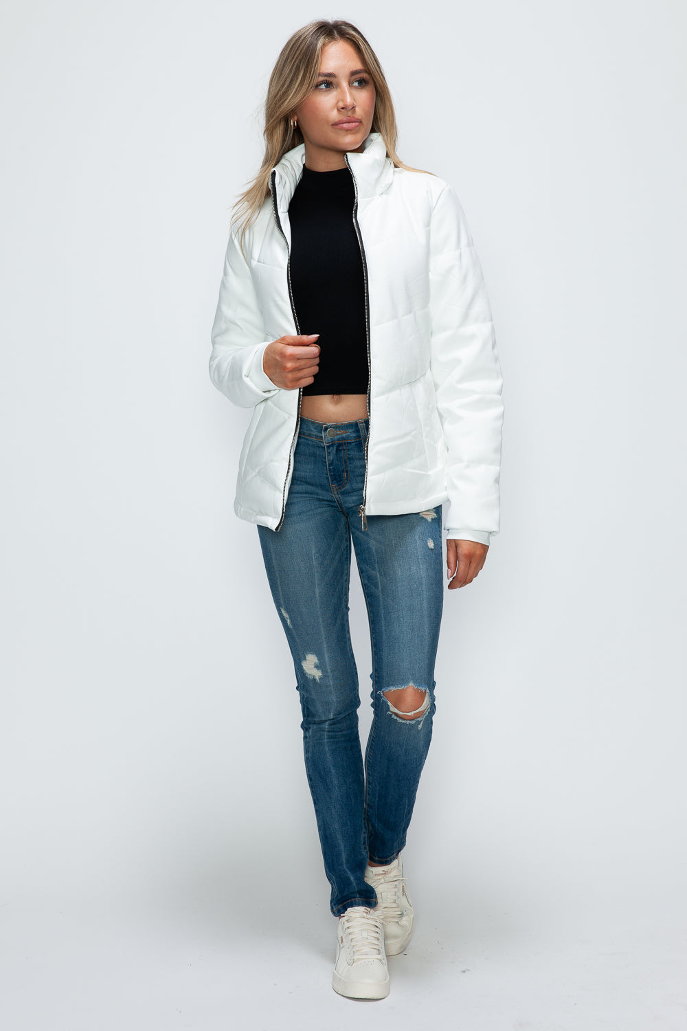 How Dare U Pocketed Zip Up Puffer Jacket with Removable Hood - In Style Chics Boutique LLC
