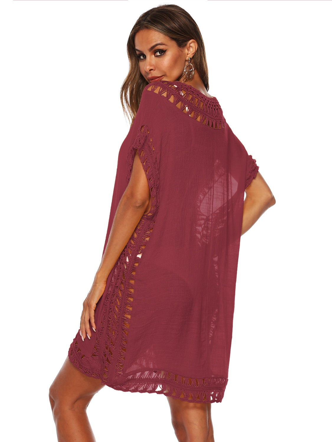 Cutout V-Neck Short Sleeve Cover-Up - More Colors! - In Style Chics Boutique LLC
