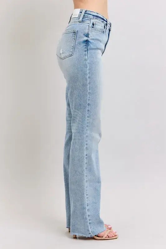 Judy Blue Midi Rise Light Wash Dad Jeans - In Style Chics Boutique Women's Juniors Plus Size Apparel Online