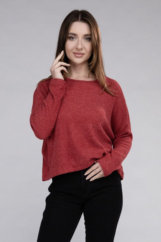 Ribbed Dolman Long Sleeve Sweater - In Style Chics Boutique LLC