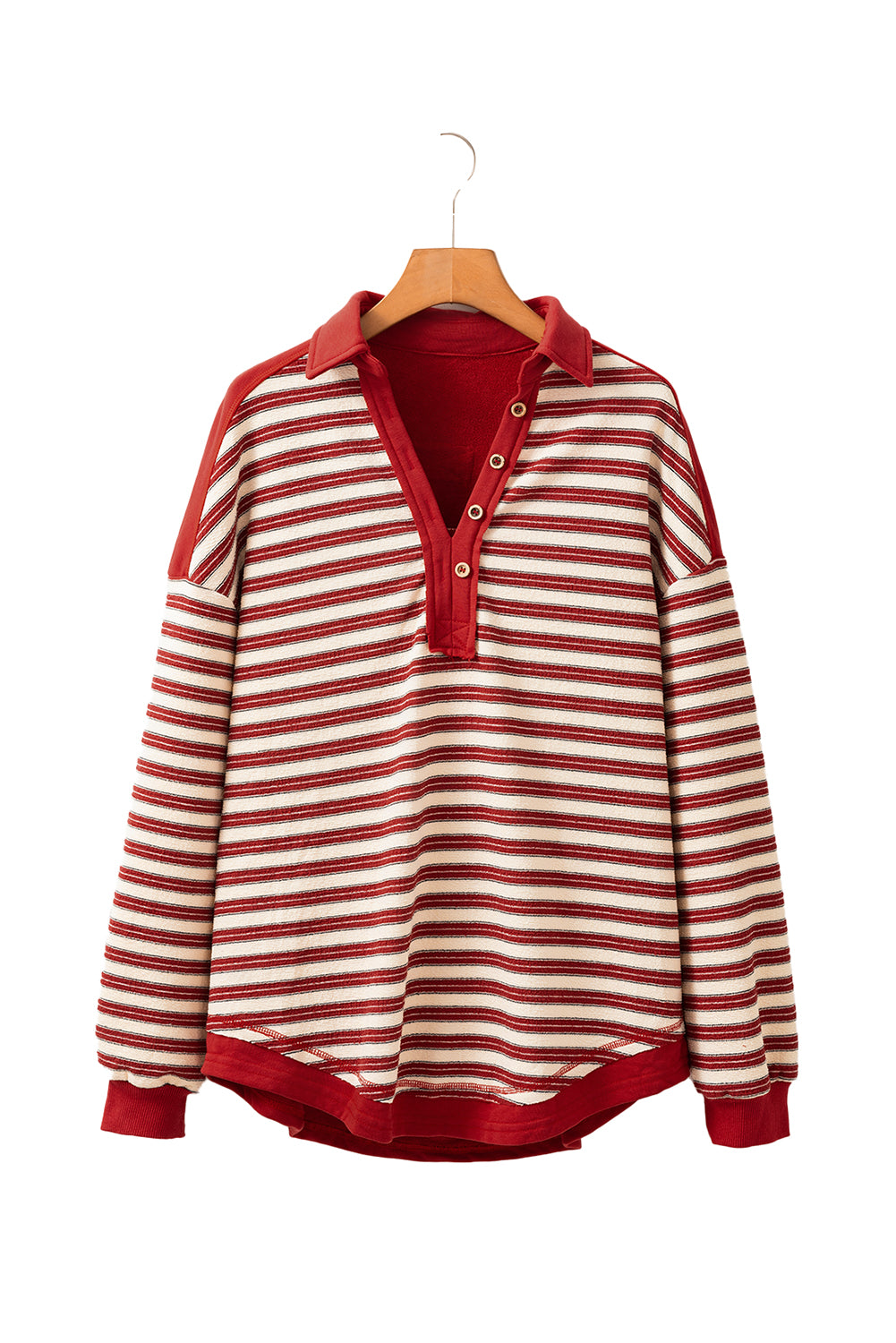Stripe Collared V Neck Drop Shoulder Top - In Style Chics Boutique LLC