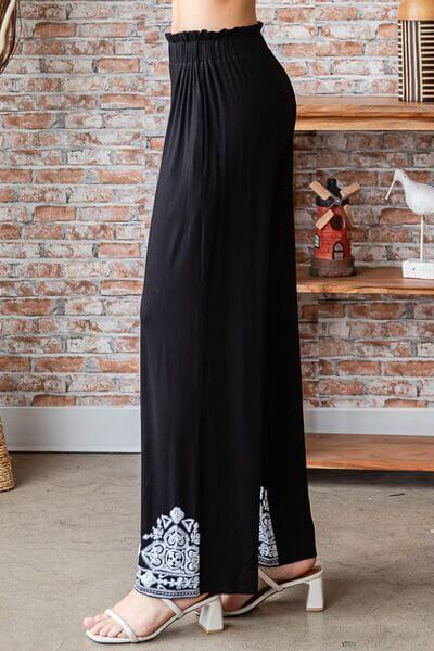 Solid Damask Casual Pants - In Style Chics Boutique