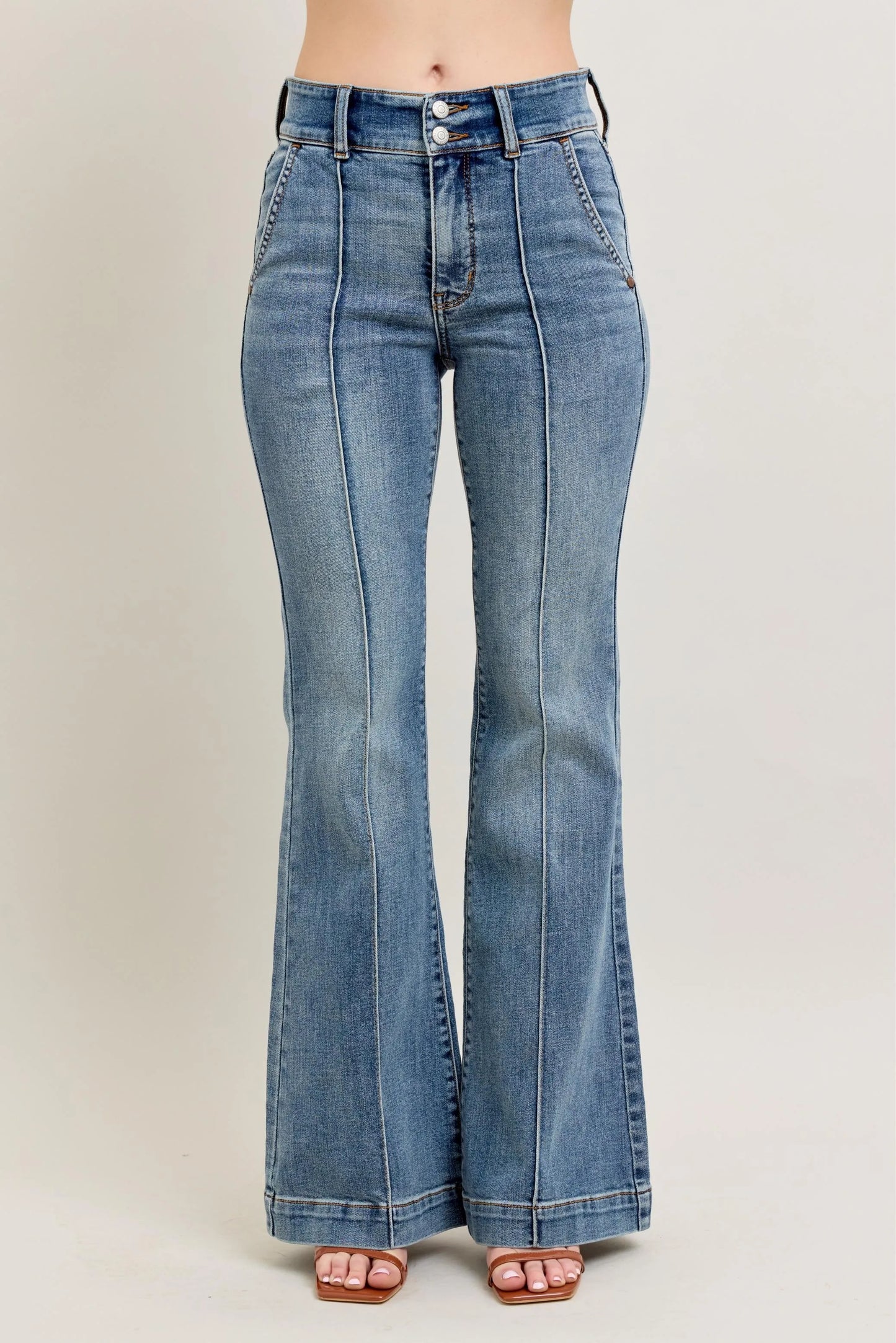 Judy Blue High-Waist Flare Jeans with Front Seam - In Style Chics Boutique Women's Juniors Plus Size Clothes