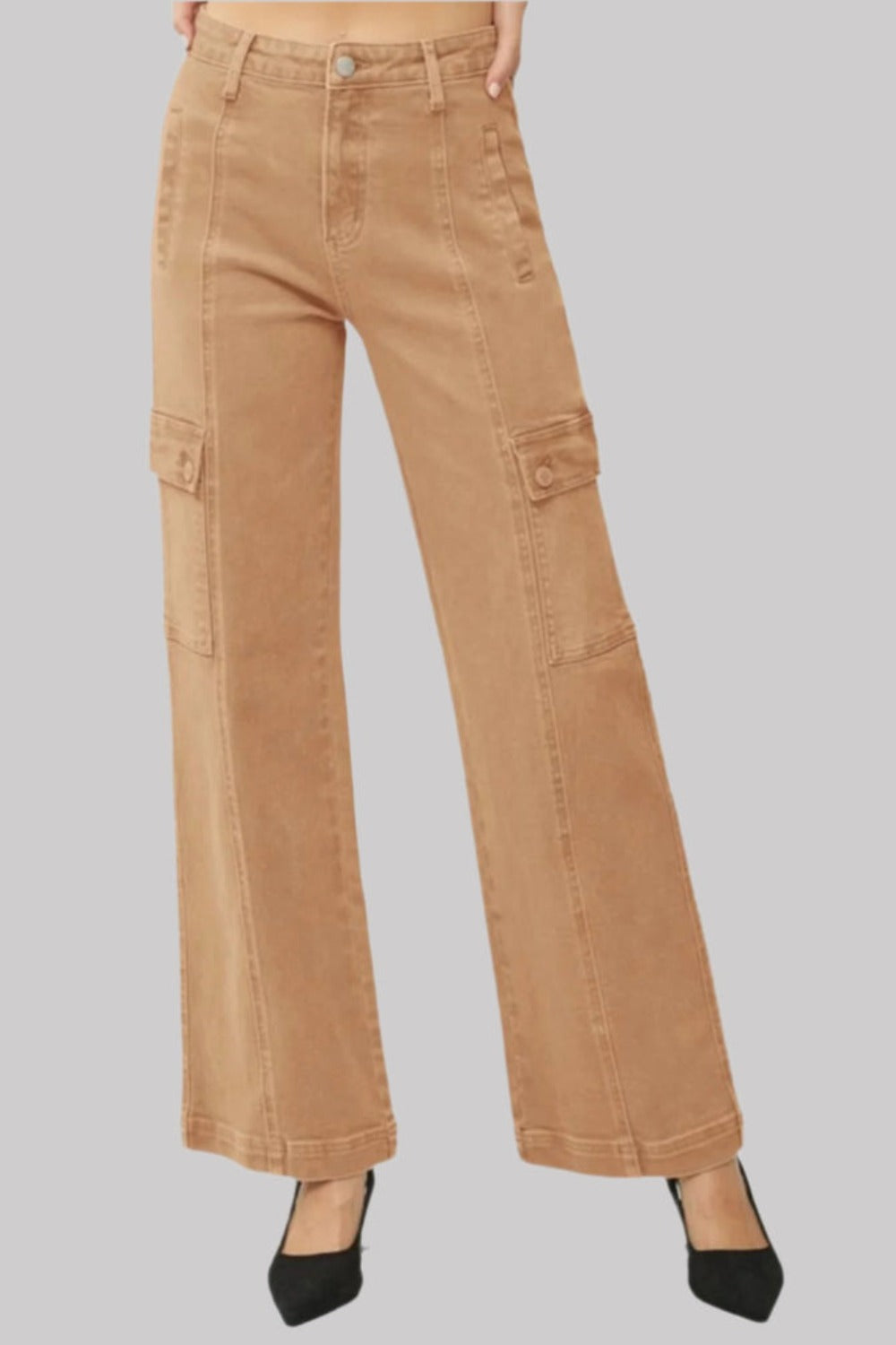 RISEN Full Size High Rise Wide Leg Cargo Jeans - In Style Chics Boutique LLC
