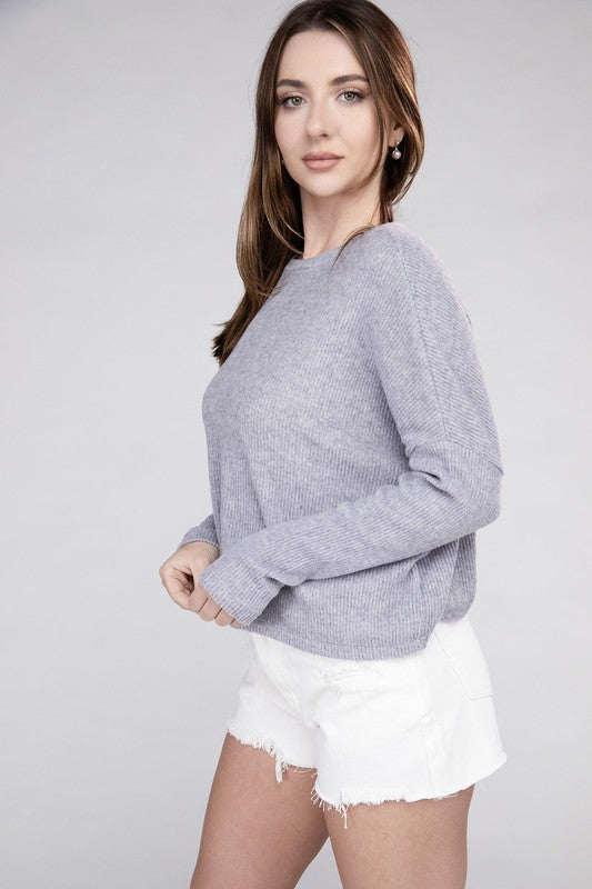 Ribbed Dolman Long Sleeve Sweater - In Style Chics Boutique LLC