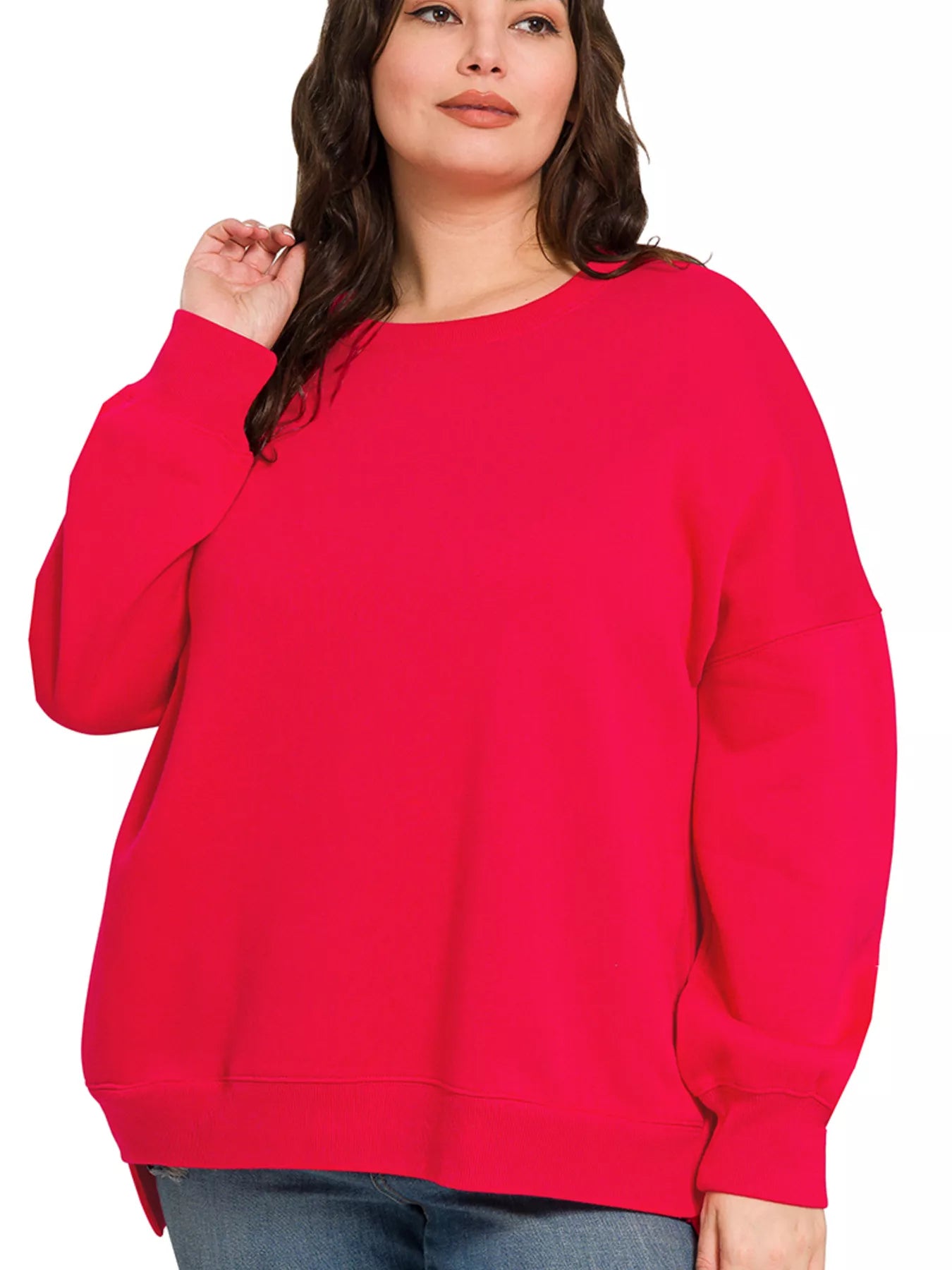 Fleece Hi-low Boyfriend Sweatshirt ❤️ with Pockets at In Style Chics Boutique