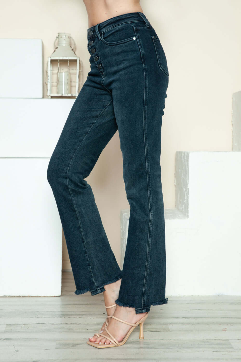 Judy Blue Full Size Button Fly Hem Destroy Straight Jeans - In Style Chics Boutique LLC
