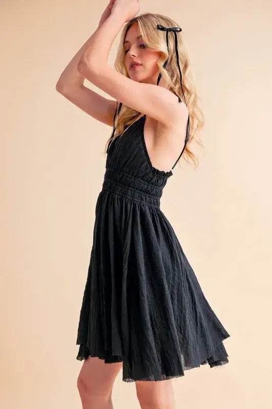 Lace Detail Mini Black Cami Dress - In Style Chics Boutique Women's Juniors Apparel Online