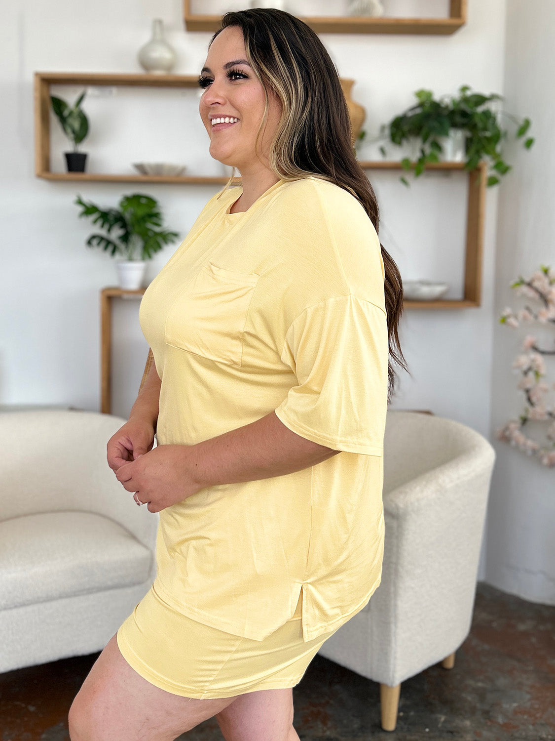 Basic Bae Bamboo Round Neck Drop Shoulder T-Shirt and Shorts Set - In Style Chics Boutique LLC