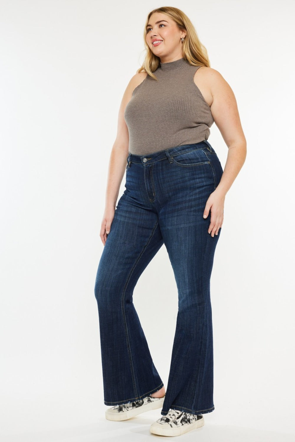 Kancan Womens Mid Rise Flare Jeans - No Distressing - Regular and Plus Size - In Style Chics Boutique