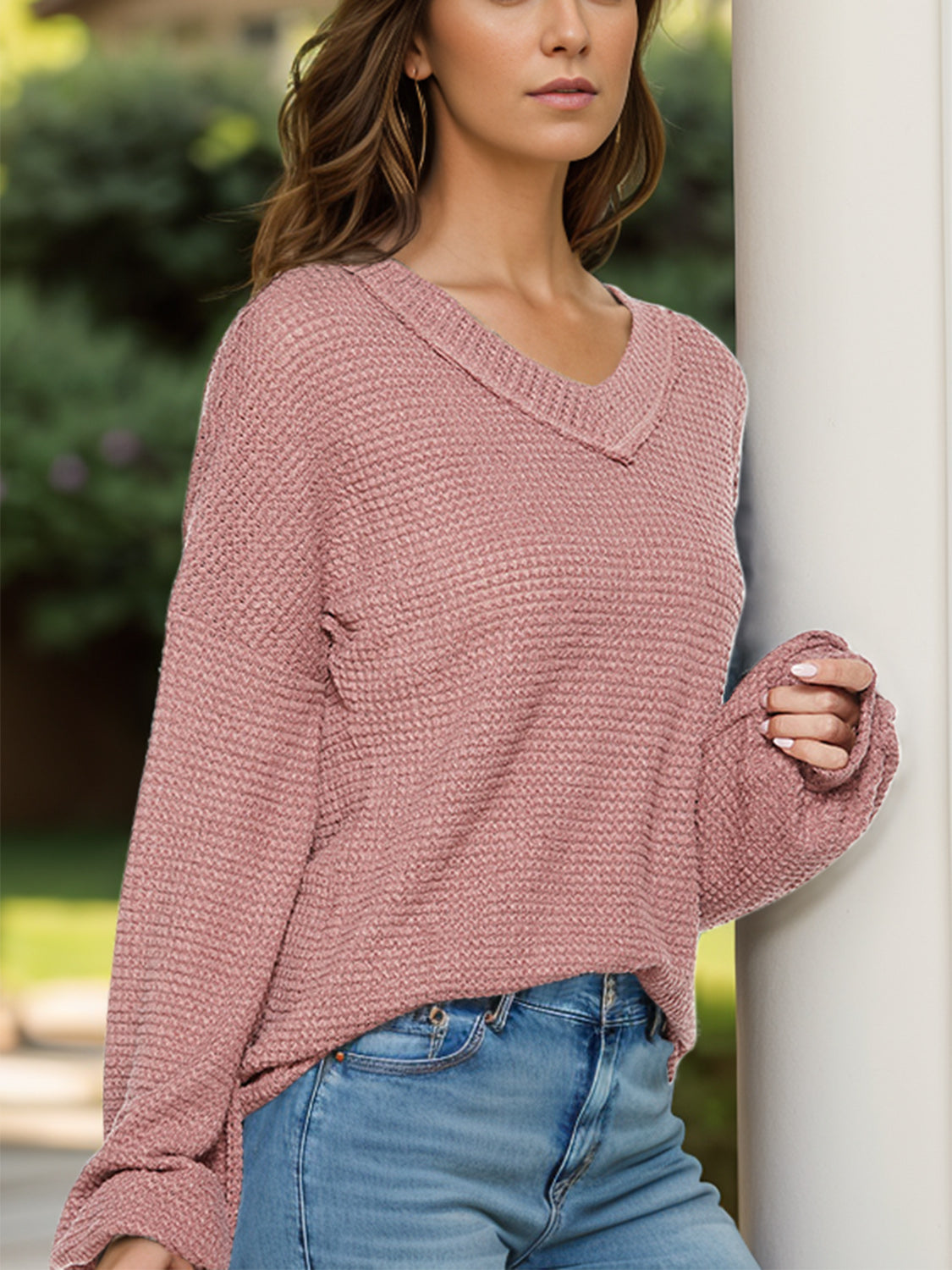 Dropped Shoulder Long Sleeve Knit Top - In Style Chics Boutique LLC