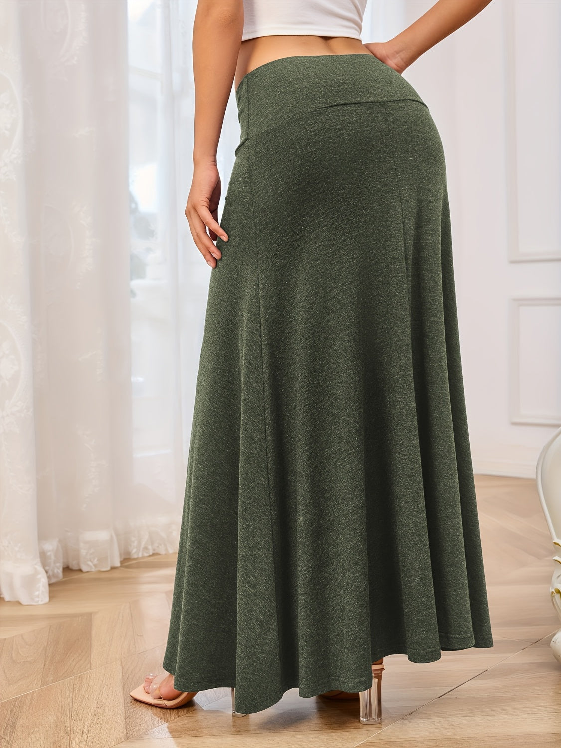 Solid Elastic Waist Maxi Skirt - In Style Chics Boutique LLC