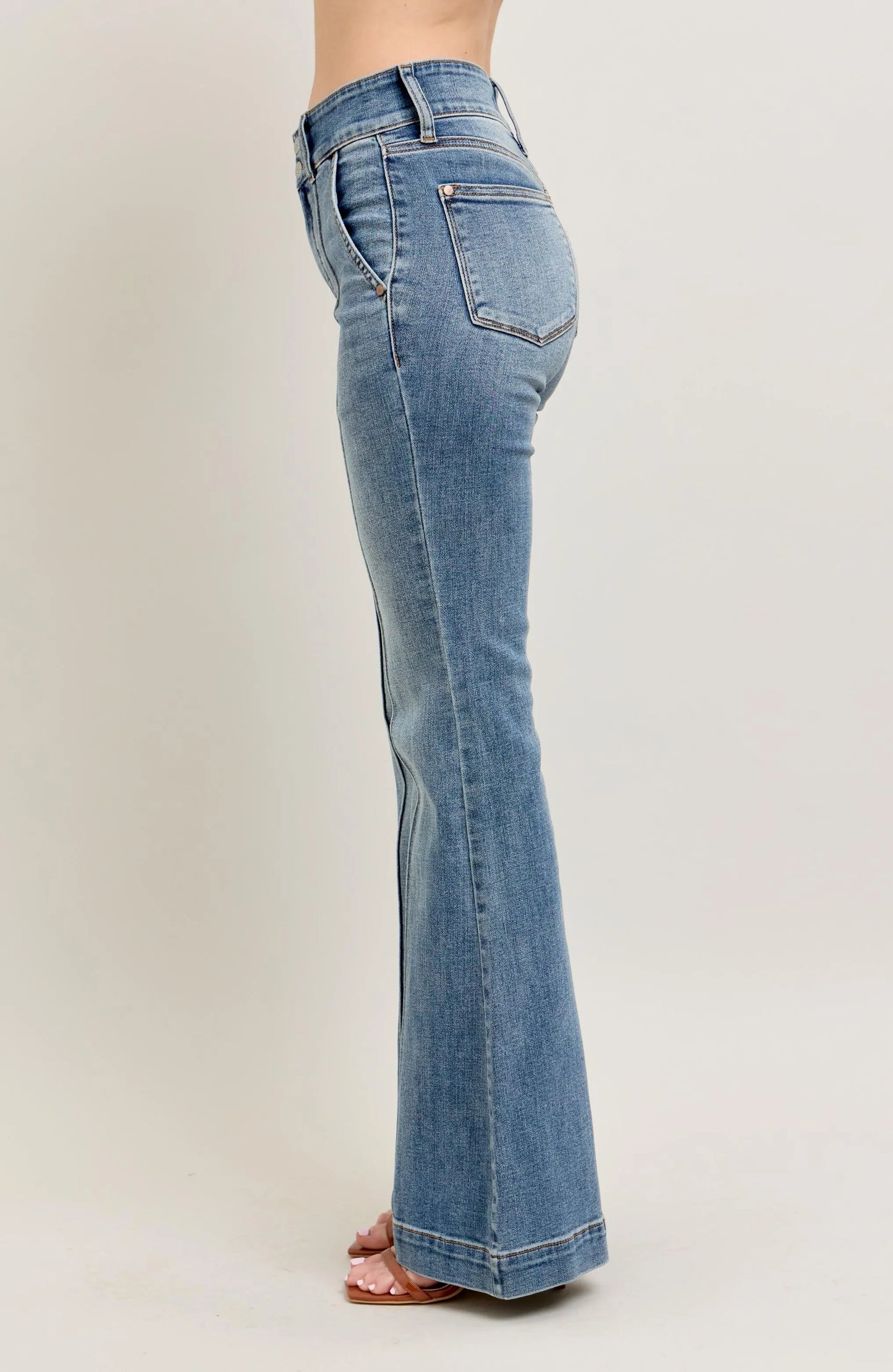 Judy Blue High-Waist Flare Jeans with Front Seam - In Style Chics Boutique Women's Juniors Plus Size Clothes