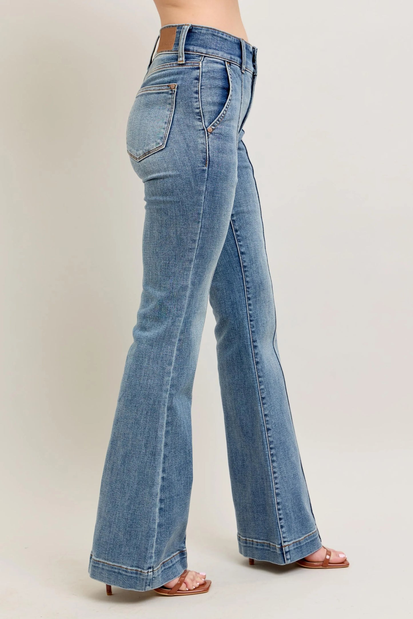Judy Blue High-Waist Flare Jeans with Front Seam - In Style Chics Boutique Women's Juniors Plus Size Clothes