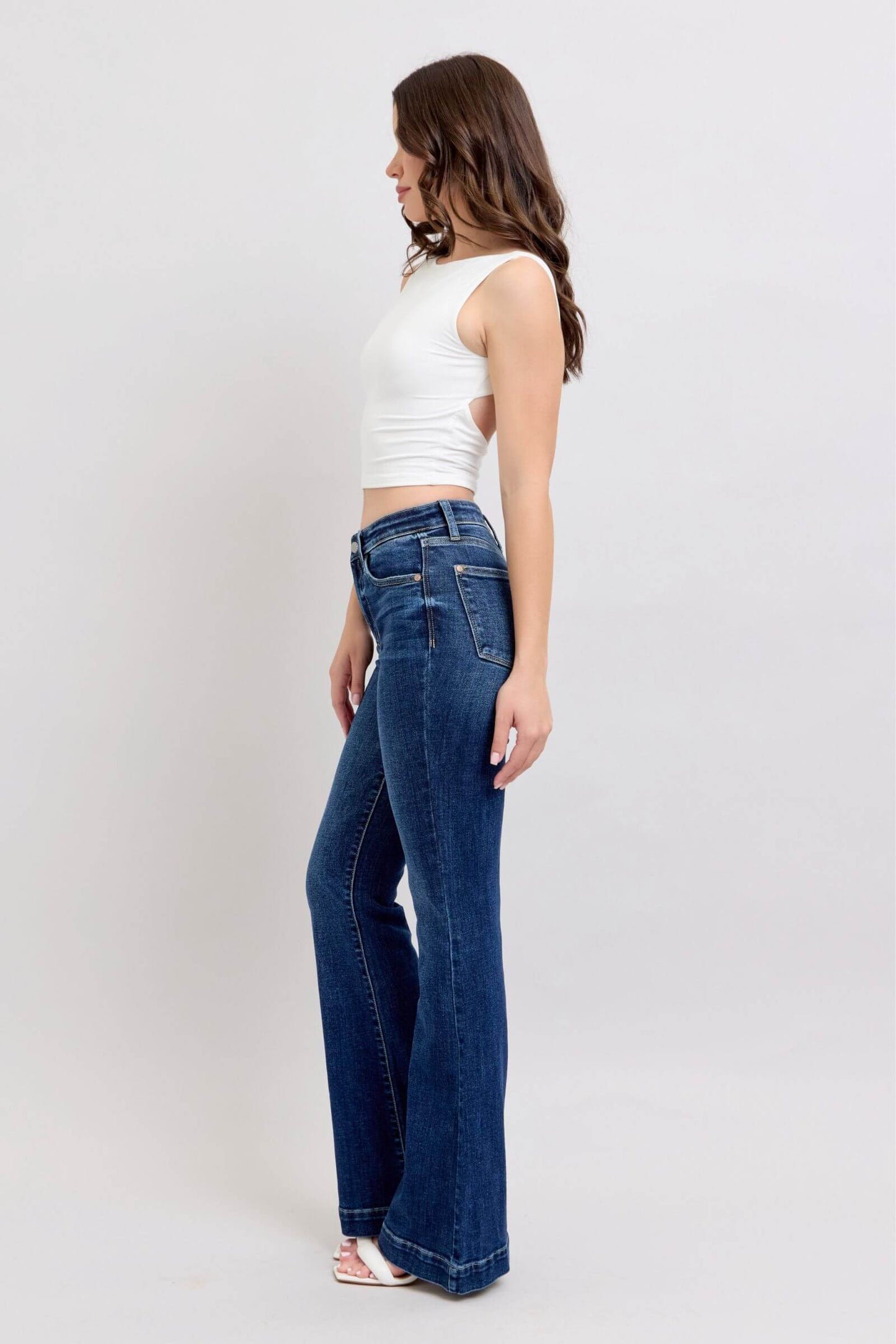 Judy Blue Full Size Run High Rise Flare Jeans with Pockets - Quality Jeans - In Style Chics Boutique Online Clothing Women's Juniors Plus Size Apparel