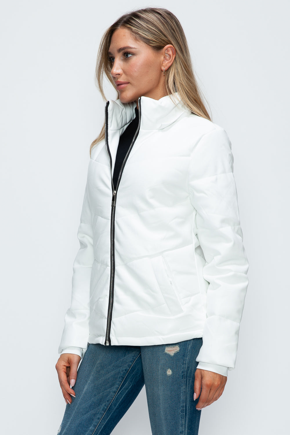 How Dare U Pocketed Zip Up Puffer Jacket with Removable Hood - In Style Chics Boutique LLC