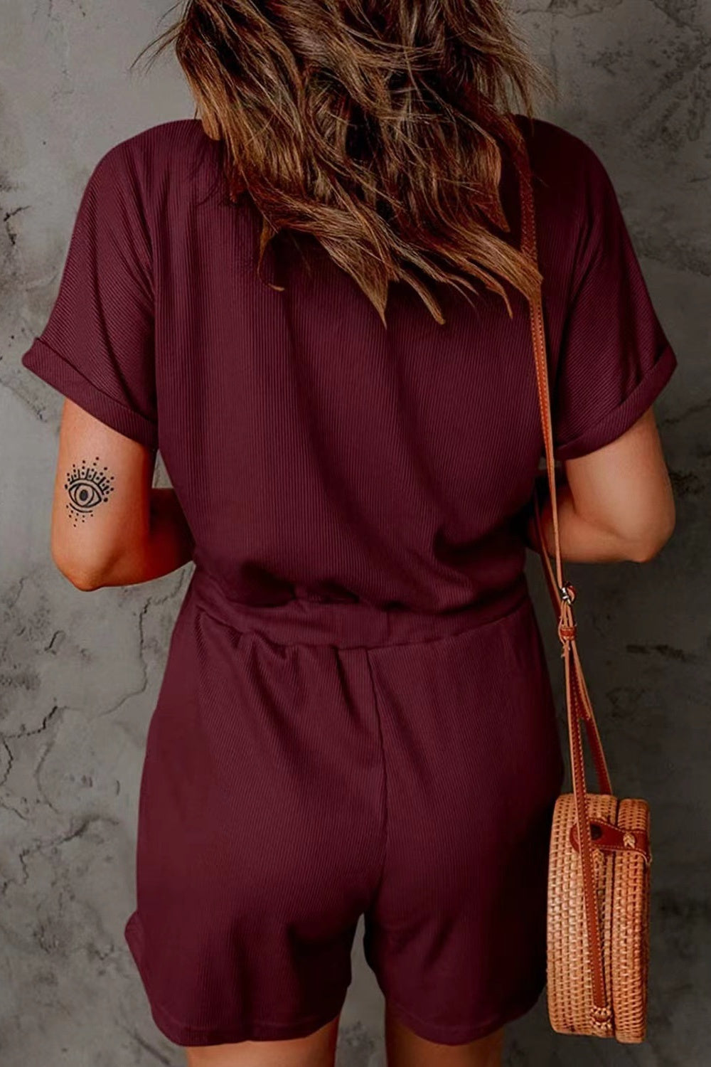 Full Size Drawstring V-Neck Short Sleeve Romper - More Colors! - In Style Chics Boutique LLC