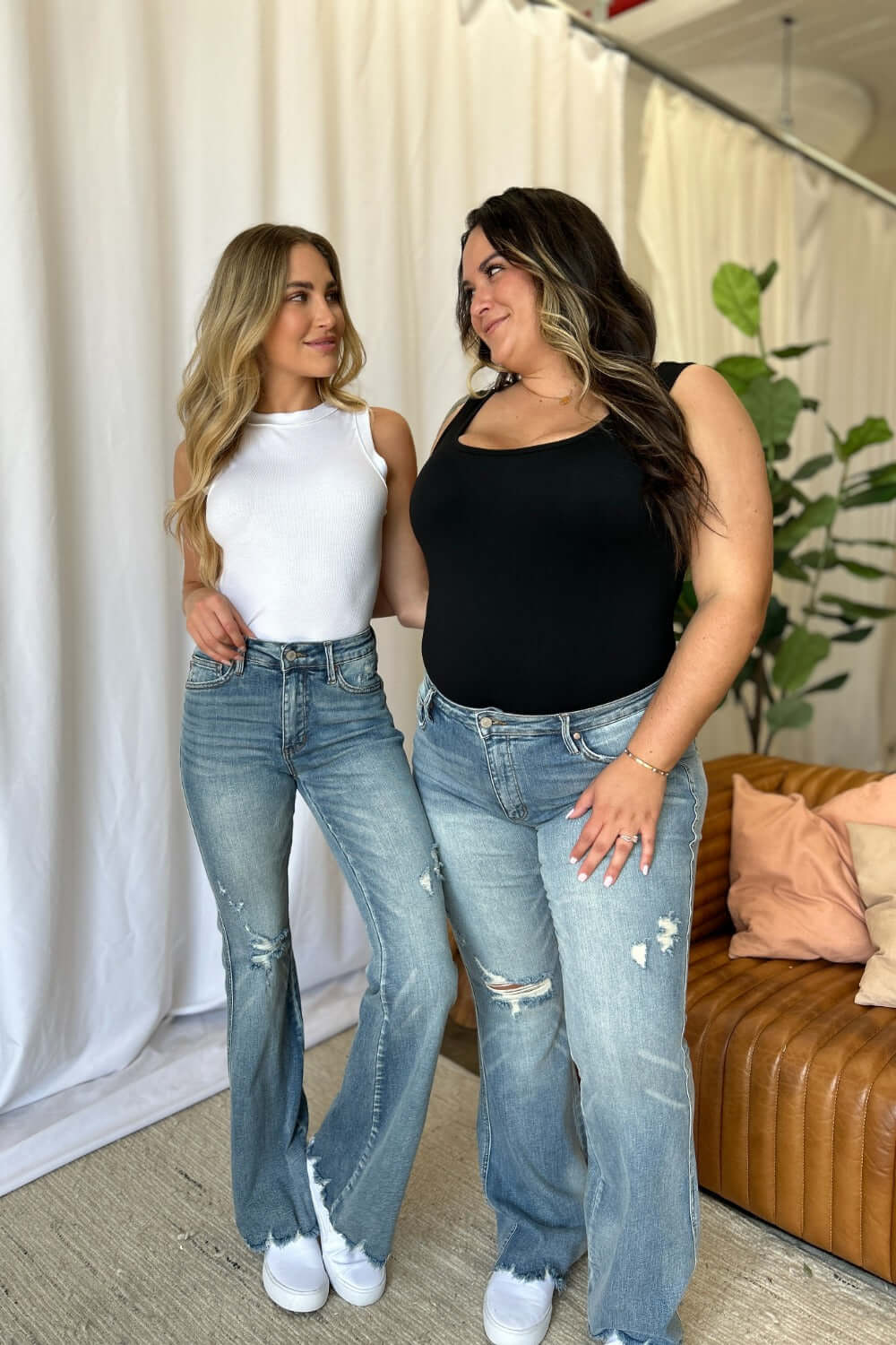 Judy Blue Full Size Medium Rise Tummy Control Destroy Flare - In Style Chics Boutique LLC