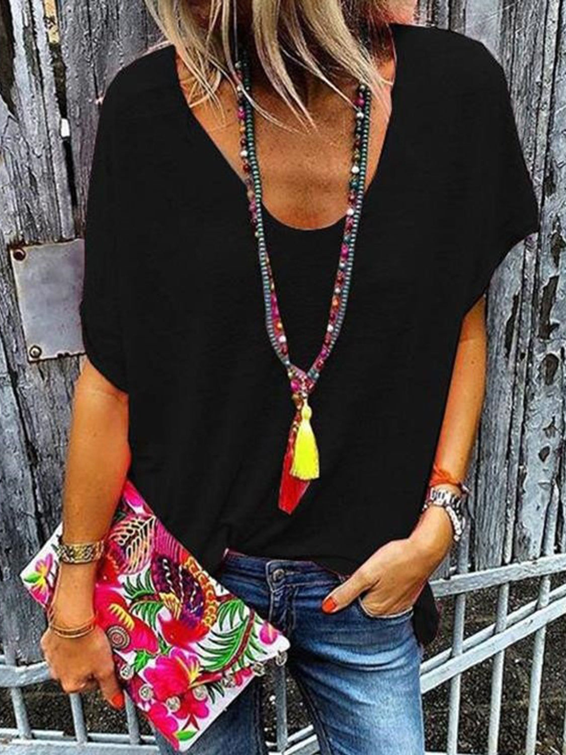 Full Size Scoop Neck Short Sleeve T-Shirt be- More Colors! - In Style Chics Boutique LLC
