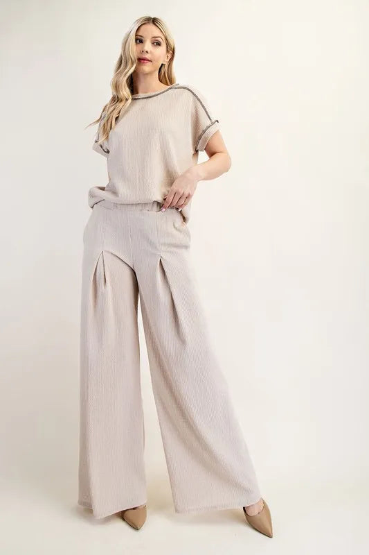 Textured Wide-Leg Women's Pants with Pockets - In Style Chics Boutique