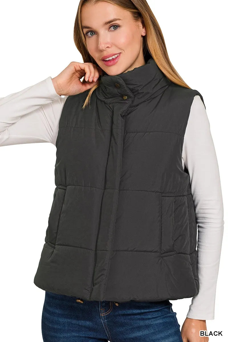Shop High Neck Zip-Up Vest Coat at In Style Chics Boutique 🖤